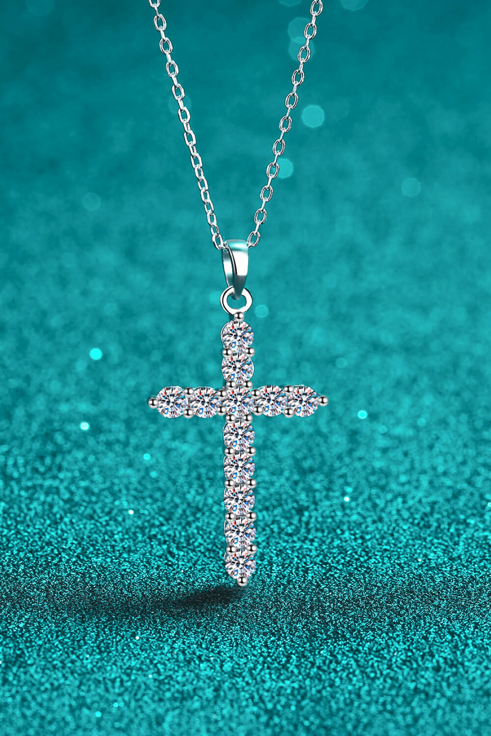 Adored Rhodium-Plated Pure Sterling Silver Cross Sparkala™ Necklace
