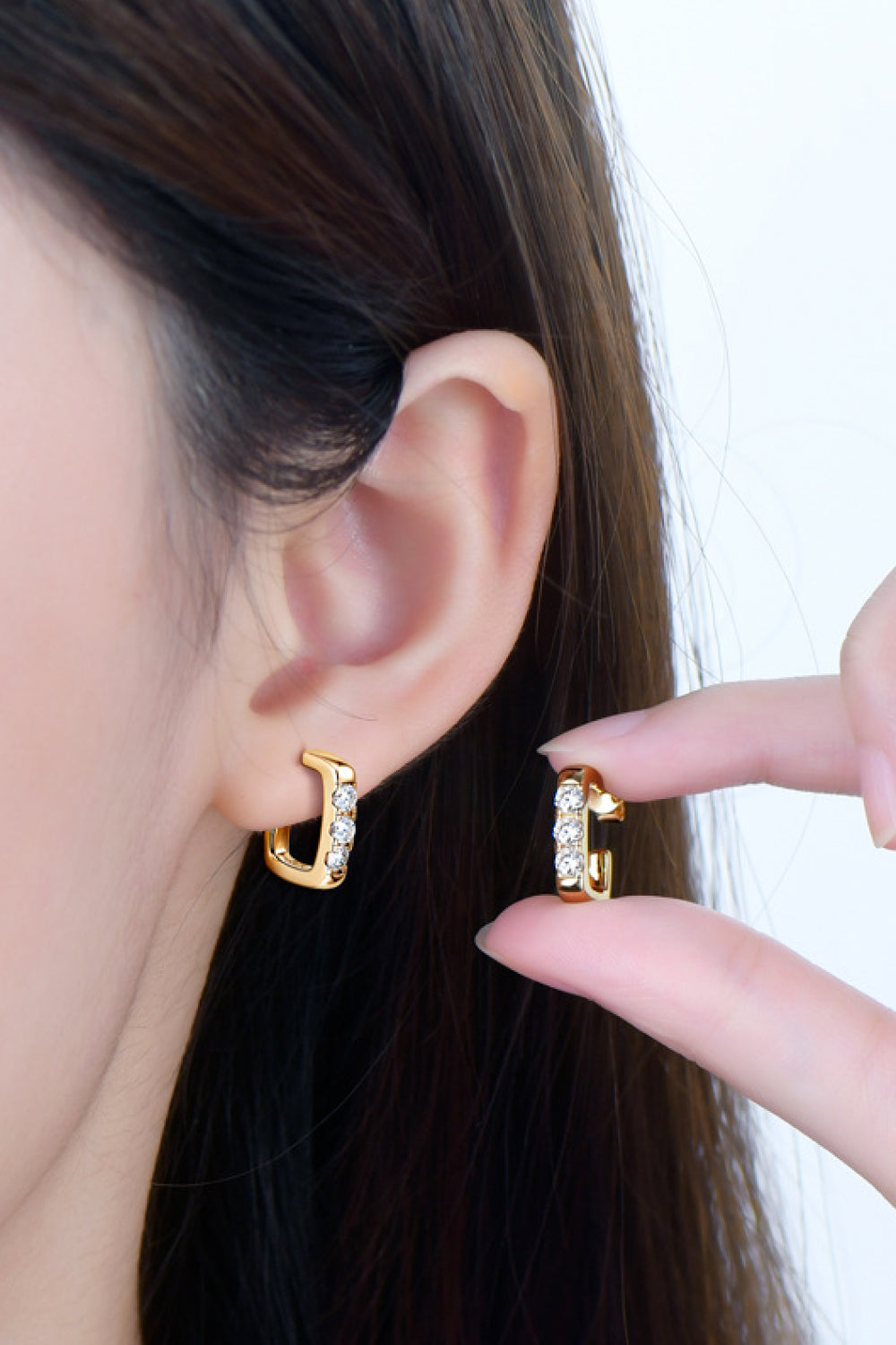 Sparkala™ Platinum-Plated 925 Sterling Silver Geometrical Huggie Earrings