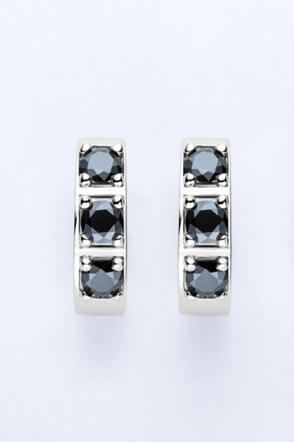 Inlaid Sparkala™ Huggie Earrings (Platinum-Plated Fine Silver)