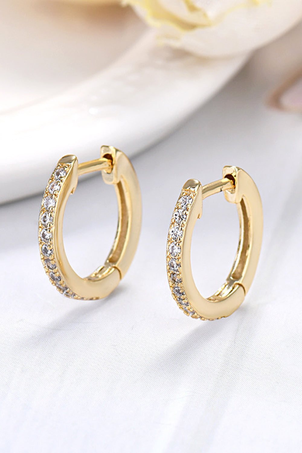 Sparkala™ Platinum-Plated 925 Sterling Silver Huggie Earrings