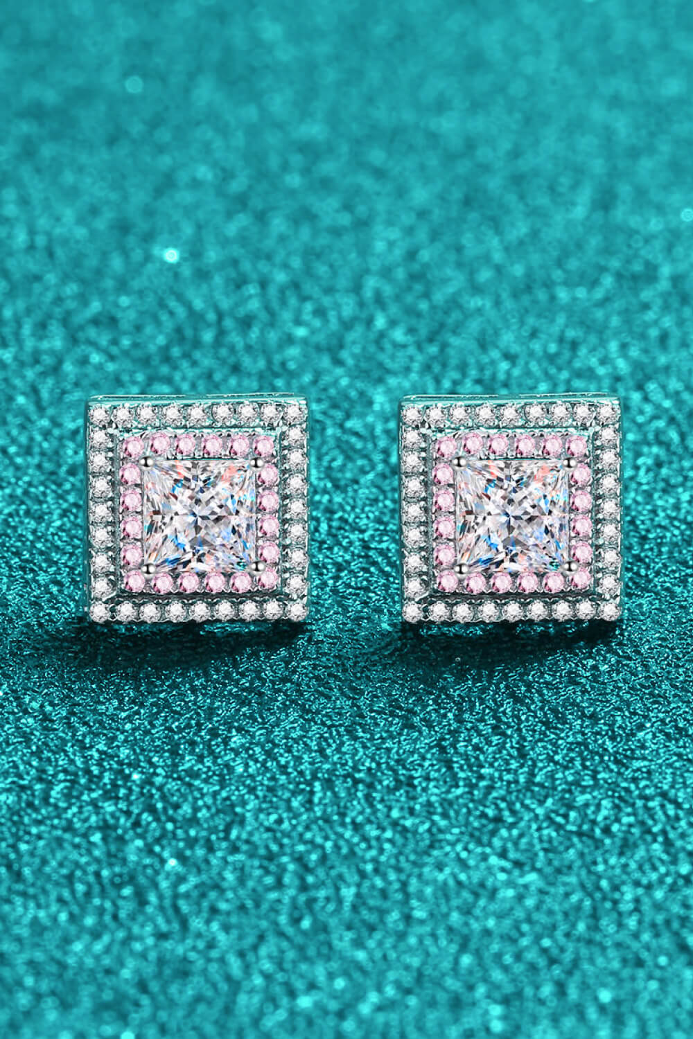 Sparkala™ Square Stud Earrings (Platinum-Plated Fine Silver)
