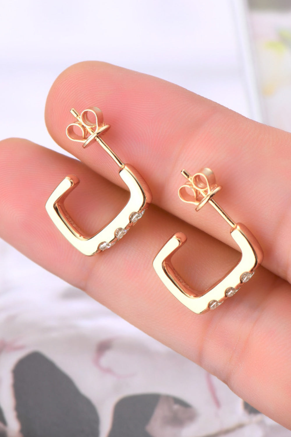 Sparkala™ Platinum-Plated 925 Sterling Silver Geometrical Huggie Earrings