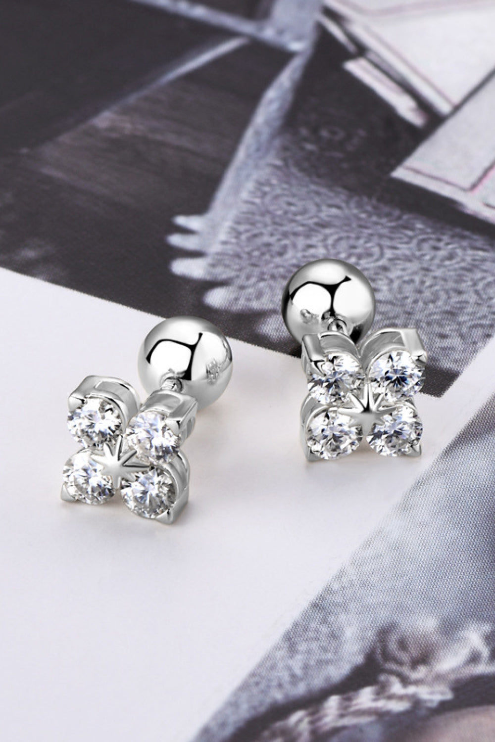 Sparkala™ Platinum-Plated 925 Sterling Silver Four-Leaf Clover Shape Earrings