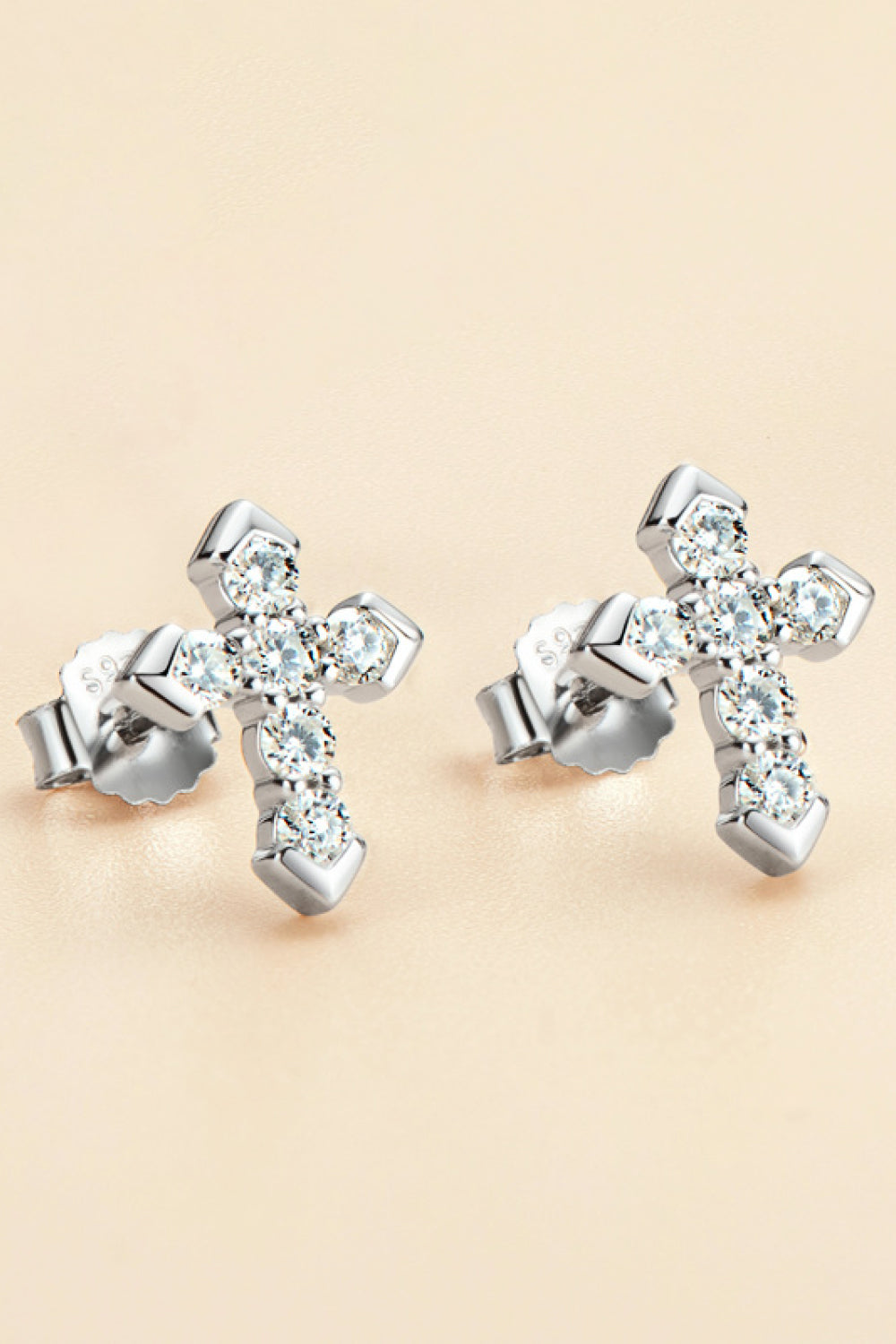 Sparkala™ Cross Stud Earrings (Platinum-Plated Fine Silver)