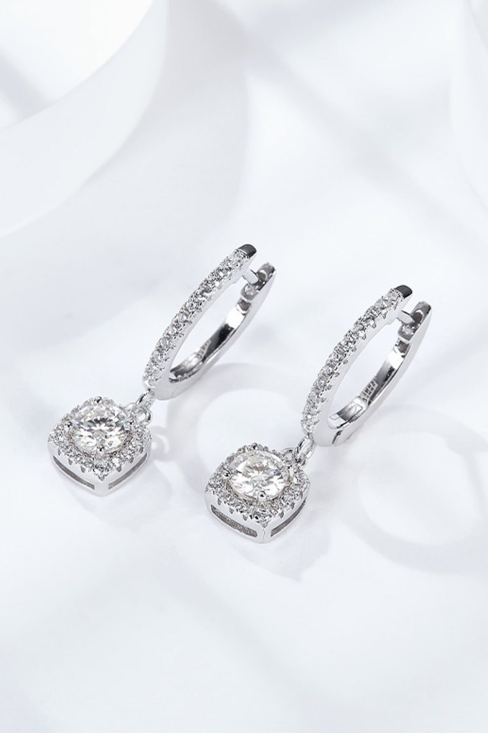 Adored Sparkala™ Huggie Drop Earrings (Platinum-Plated Fine Silver)