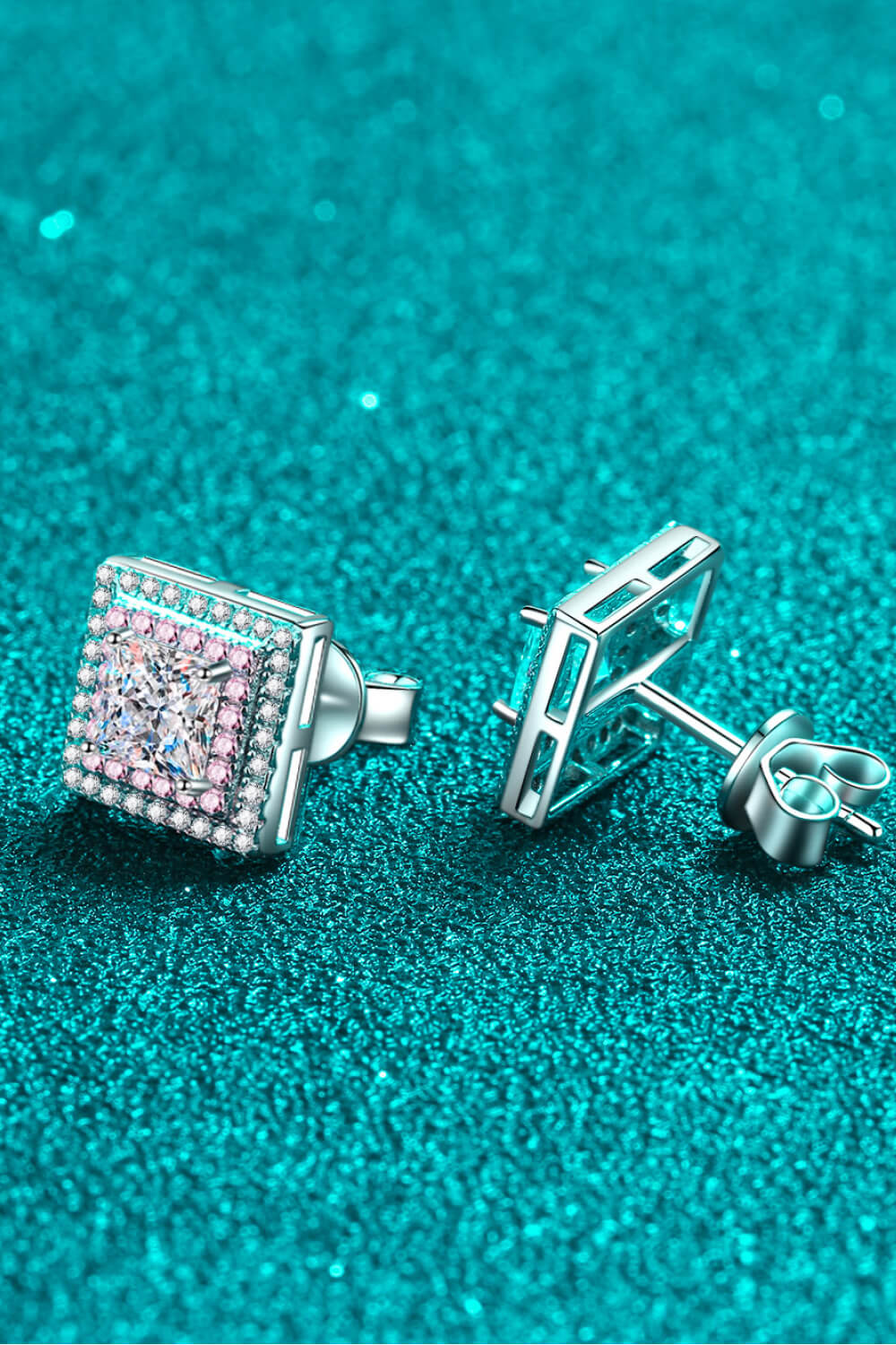 Sparkala™ Square Stud Earrings (Platinum-Plated Fine Silver)