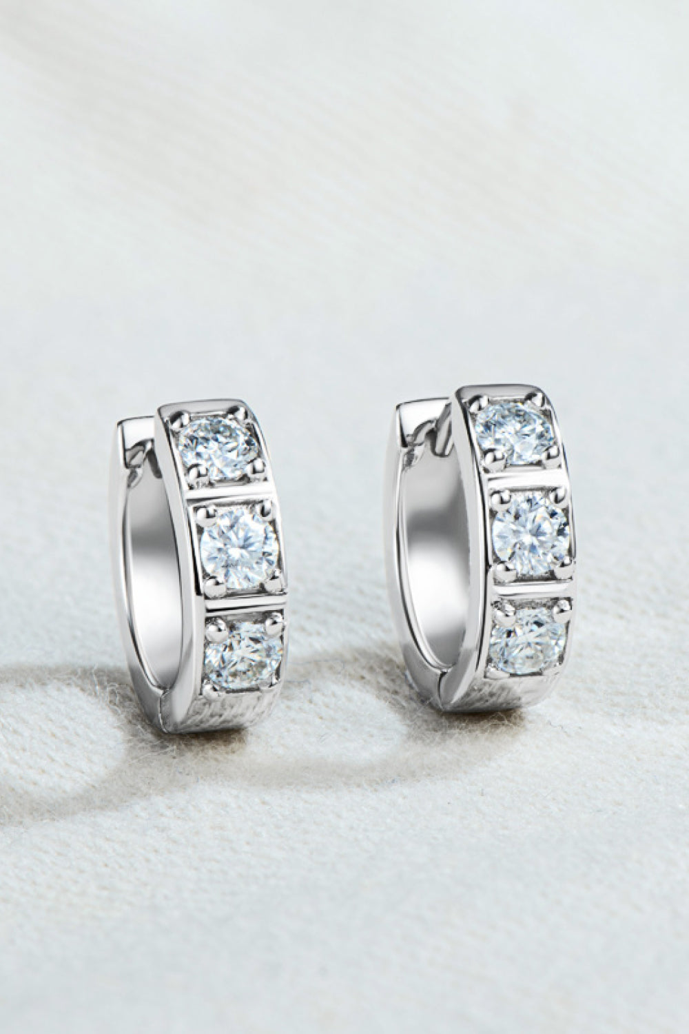 Inlaid Sparkala™ Huggie Earrings (Platinum-Plated Fine Silver)