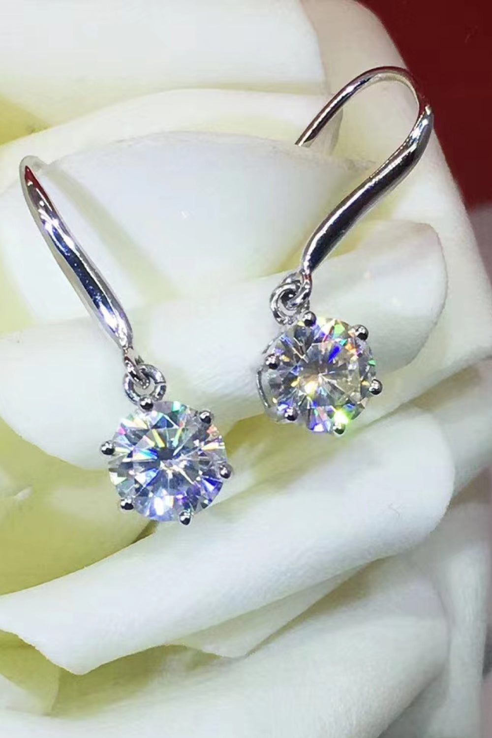 2 Carat Sparkala™ 6-Prong Drop Earrings (Platinum-Plated Fine Silver)