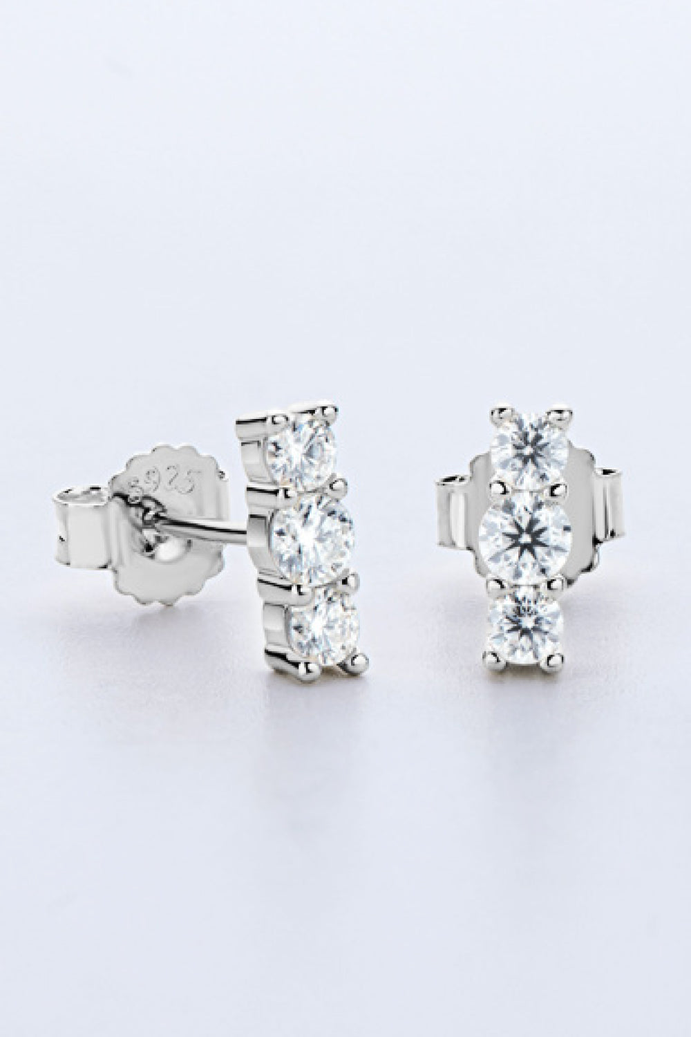 Heartbeat Rhythm 925 Sterling Silver Sparkala™ Stud Earrings (Platinum-Plated Fine Silver)