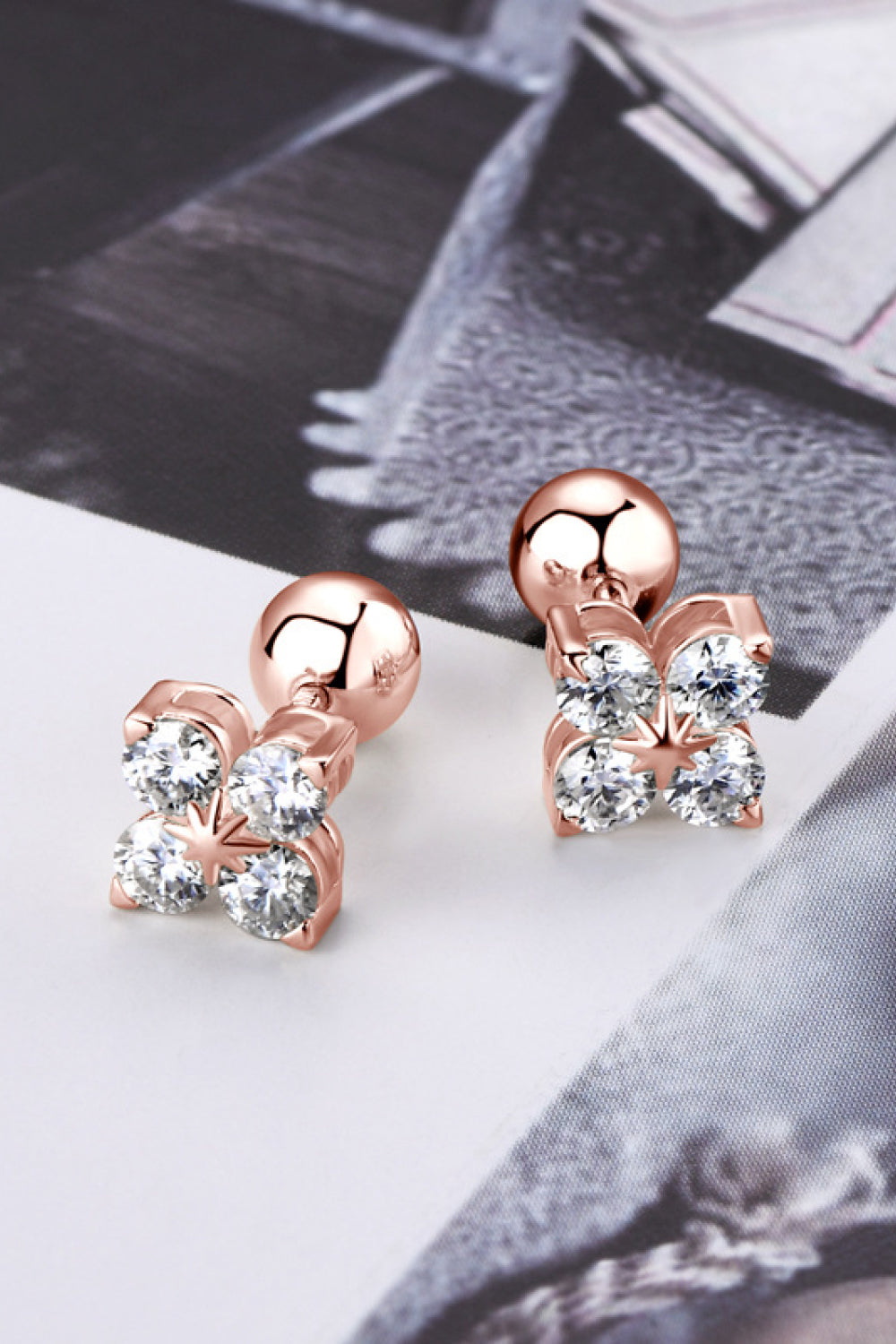Sparkala™ Platinum-Plated 925 Sterling Silver Four-Leaf Clover Shape Earrings