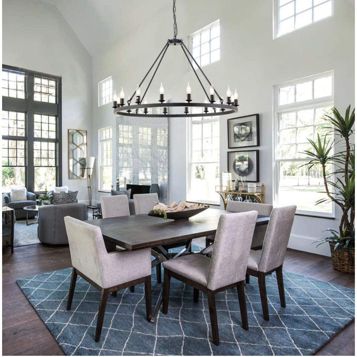 Hubrin Black Wagon Wheel Chandelier,16-Light 39.4 inch,Rustic Farmhouse Industrial Chandeliers,Kitchen Island Light Fixtures E12 Base for Living Room (Black, 39.4" 16-Light)