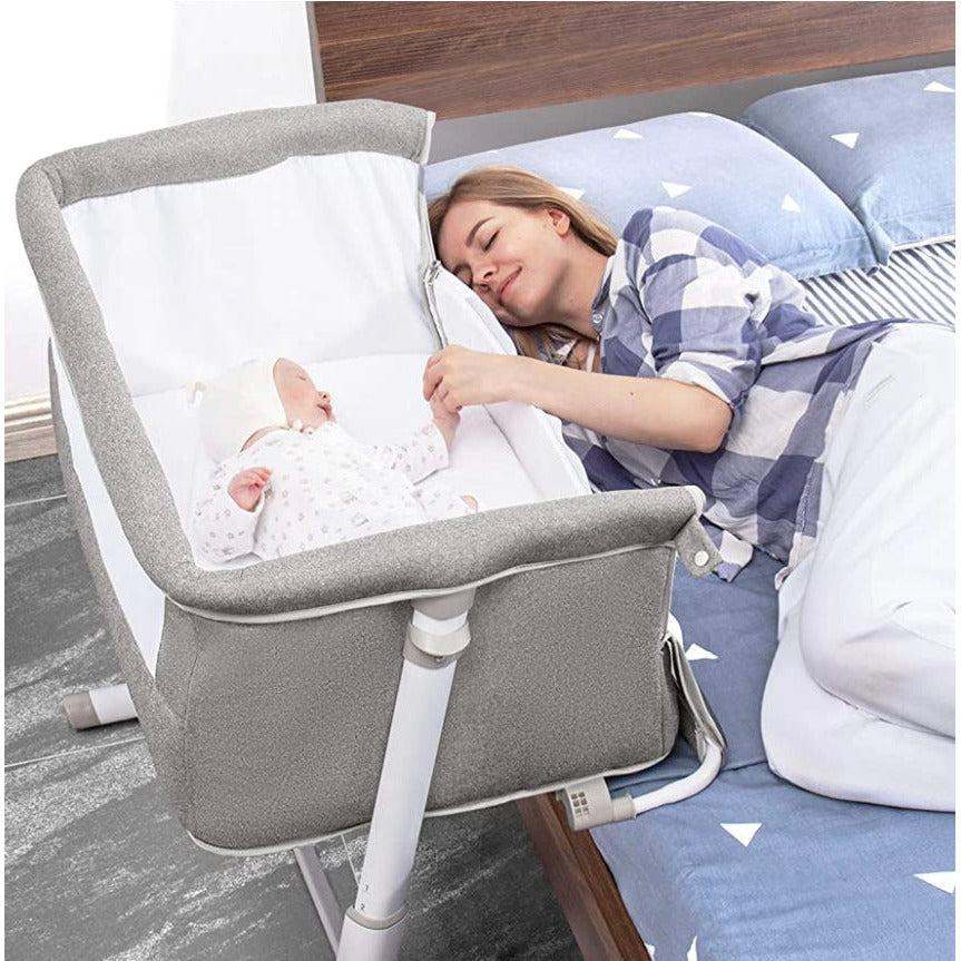 SYCYH Baby Bassinet, Bedside Sleeper for Baby with Comfy Mattress, Adjustable Bedside Crib with 9 Height Positions, Easy to Assemble Bassinets for Baby