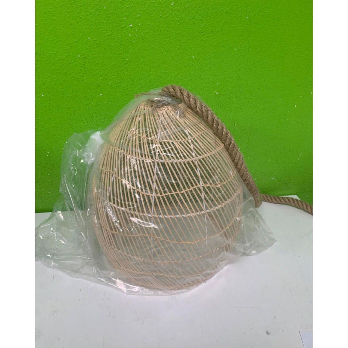 WalmHomie Hand Woven Pendant Light Rattan Lamp Shade,Rope Lamp