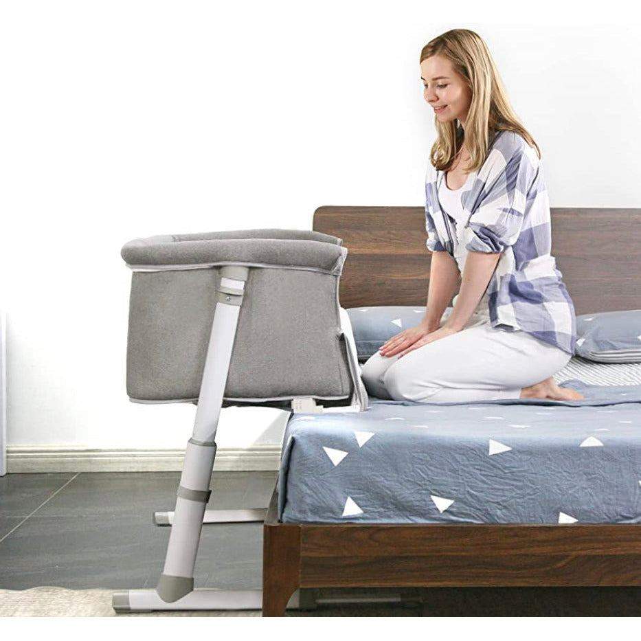 SYCYH Baby Bassinet, Bedside Sleeper for Baby with Comfy Mattress, Adjustable Bedside Crib with 9 Height Positions, Easy to Assemble Bassinets for Baby