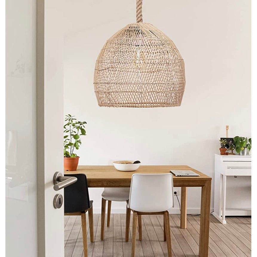 WalmHomie Hand Woven Pendant Light Rattan Lamp Shade,Rope Lamp