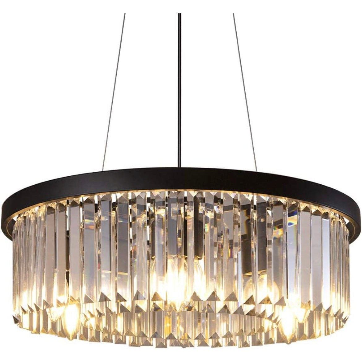 Wellmet Modern Crystal Chandelier for Dining Room, 6 Lights Black Farmhouse Crystal Pendant Light, Vintage Ceiling Lighting Fixture for Kitchen Island, Living Room, Bedroom, Hallway, Foyer, W-21.65”…