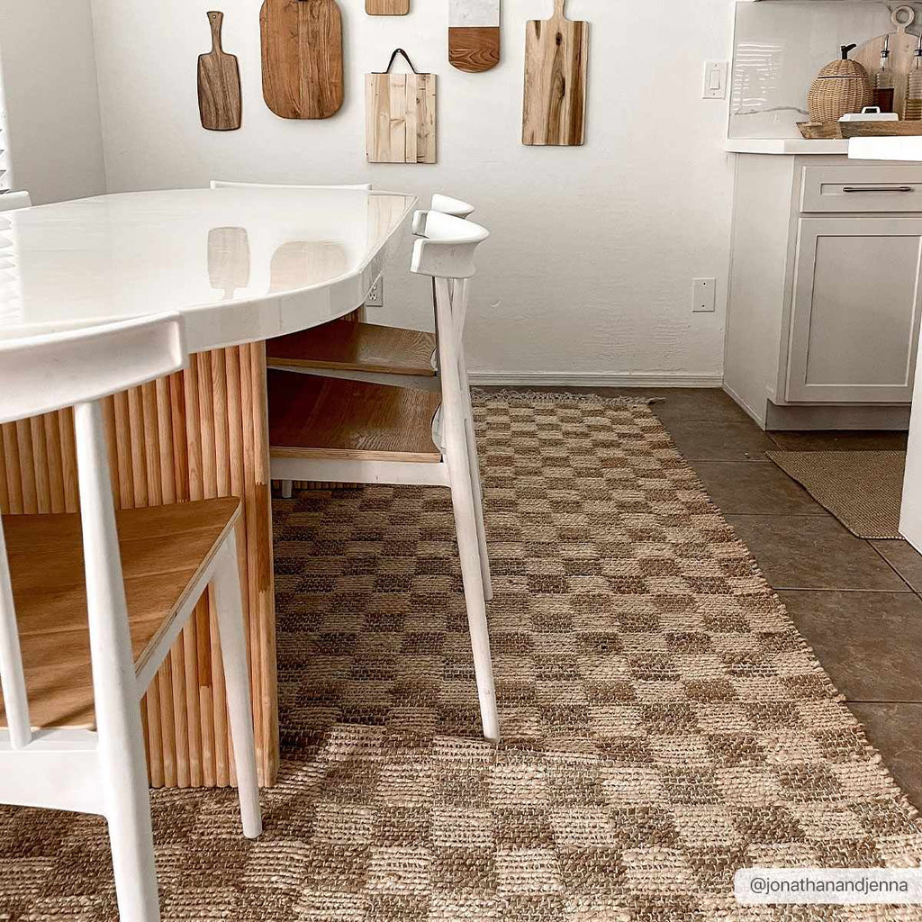 Ionut Checkered Jute Area Rug