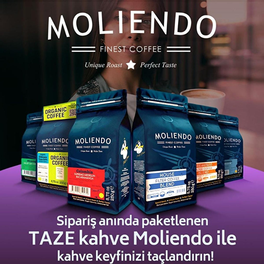 Moliendo Whole Bean Coffee House Blend - Rich Chocolate, Vanilla, Marmalade Flavors - 250g