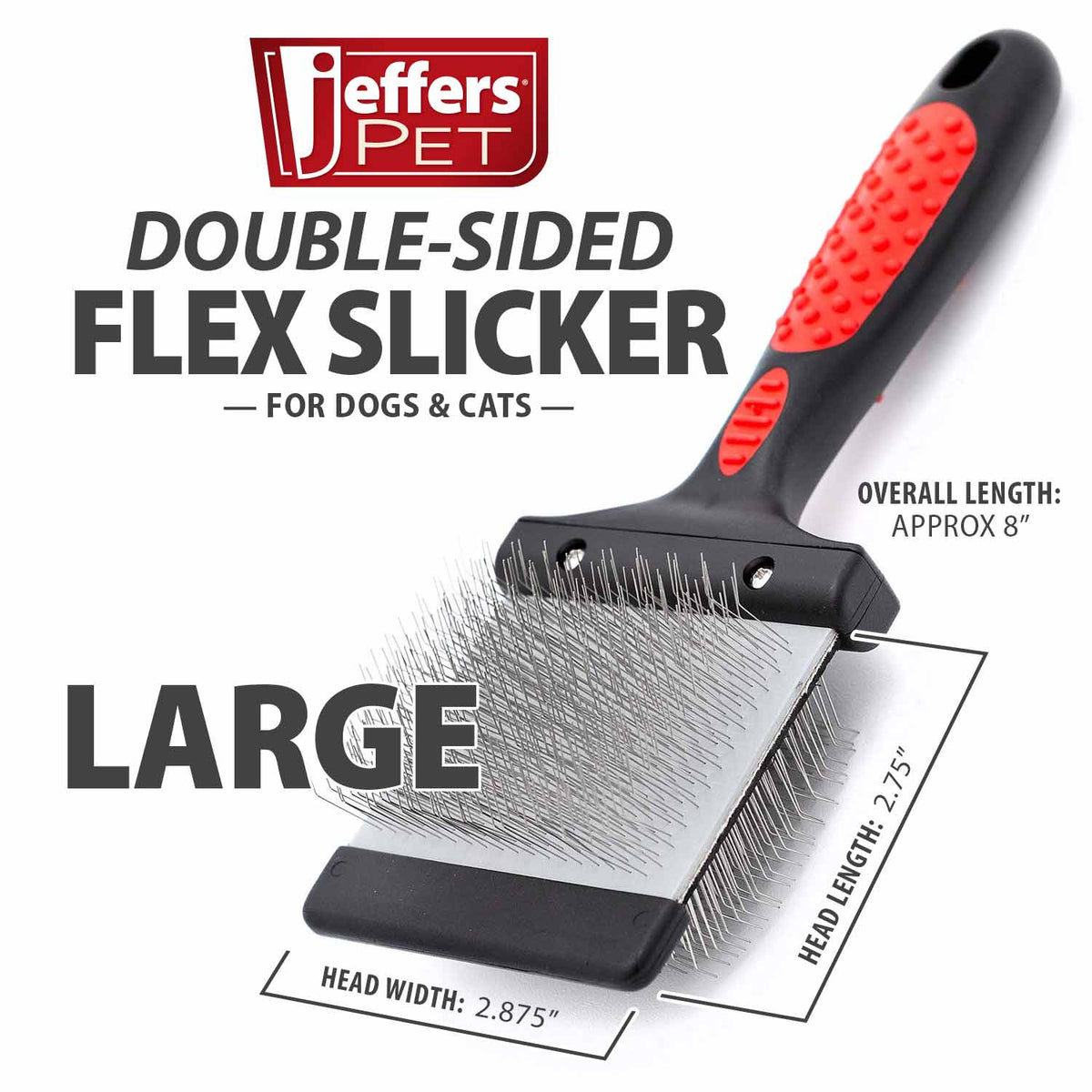 Jeffers Double-Sided Flex Head Pet Grooming Slicker Brush