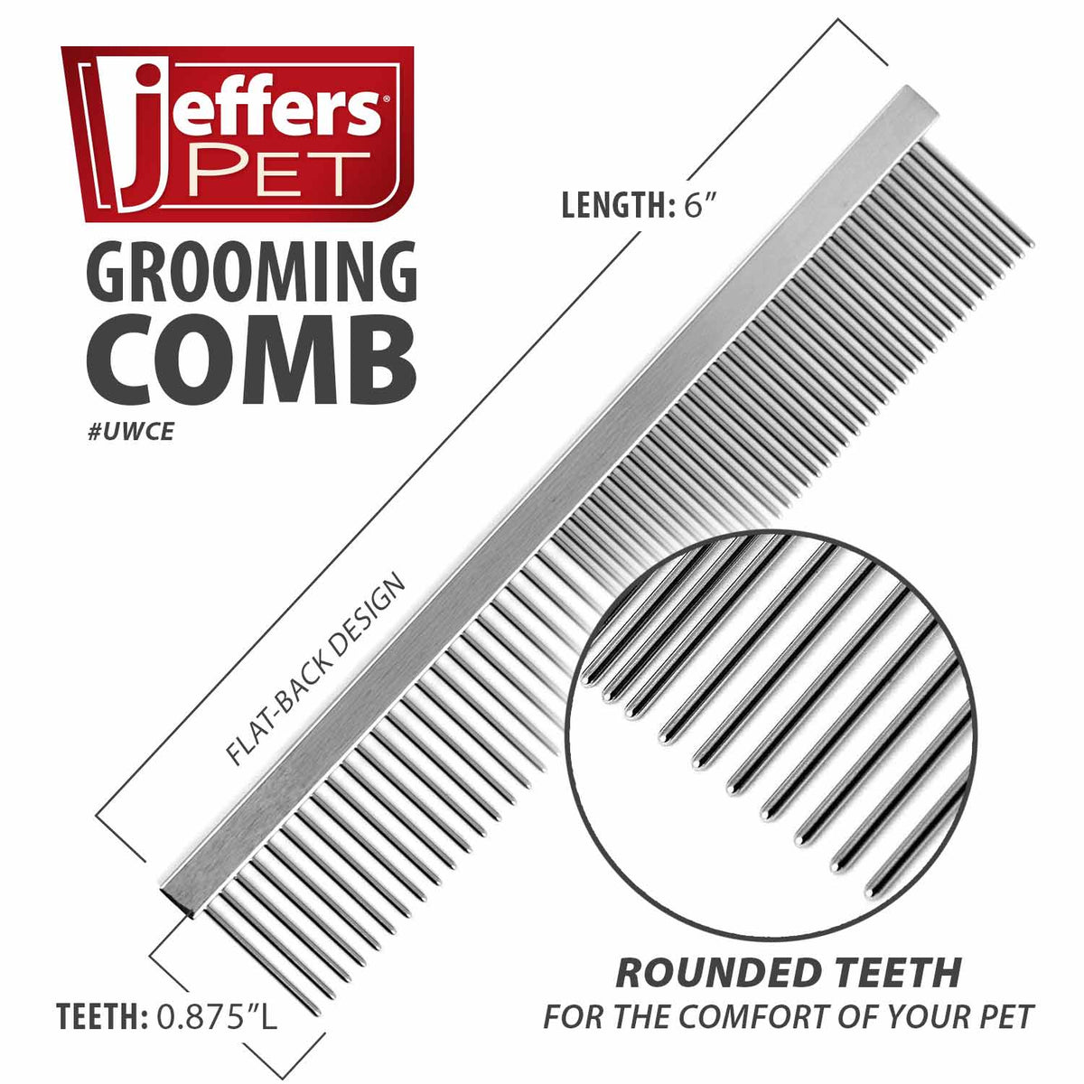 Jeffers Flat Back Pet Grooming Combs
