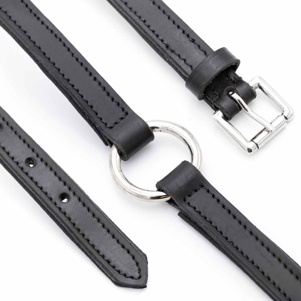 Jeffers Padded Black Leather Dog Collars with O-Ring and Nickel Hardware