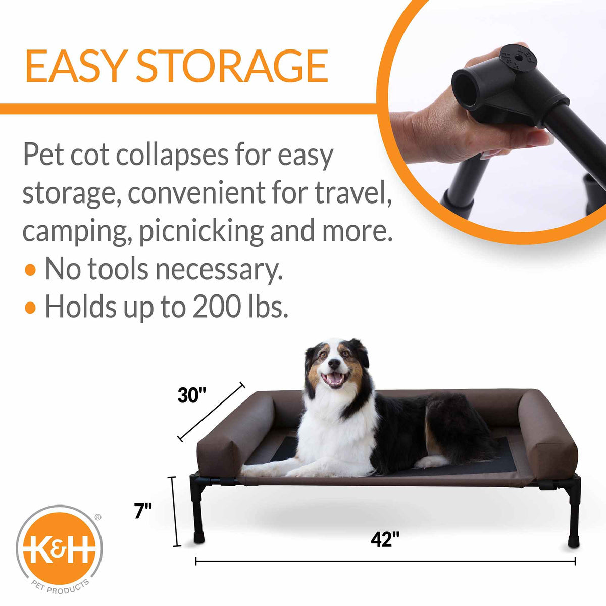 K&H Pet Products Original Bolster Pet Cot Elevated Pet Bed