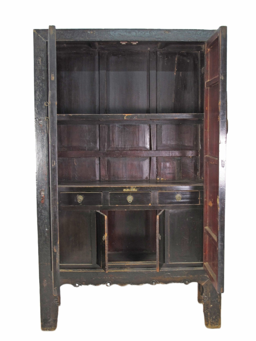 Large 84" Inch Tall  Black Chinese Antique Cabinet