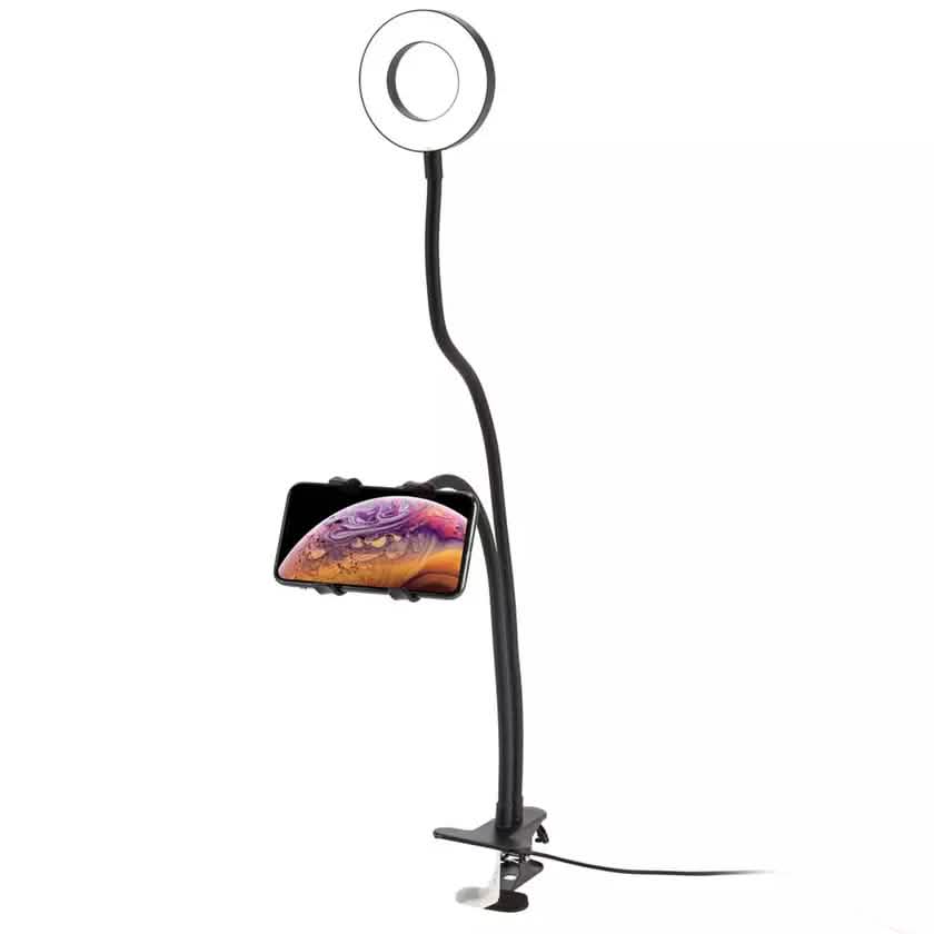 LAX Selfie Ring LED Light Stand with Desk Clip