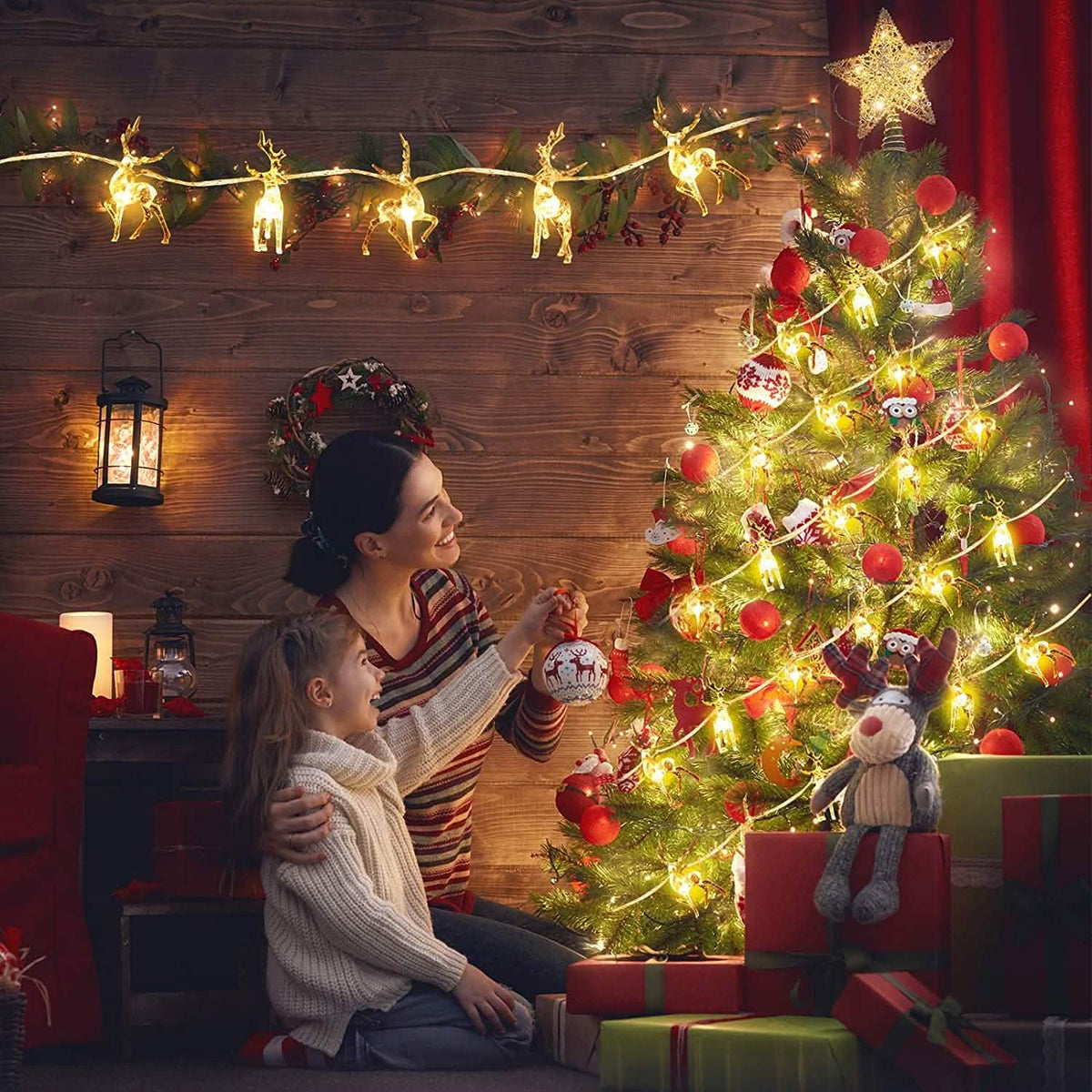 LED Warm White Christmas Lights Reindeer String Lights