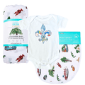 Louisiana Fleur De Lis Baby Gift Bundle 3 Piece Newborn Essentials