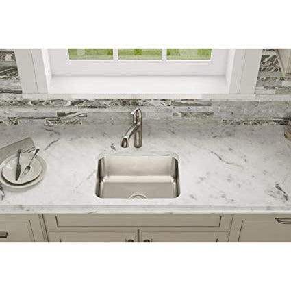 Elkay Lustertone 20-1/2" Undermount Single Basin Stainless Steel Kitchen Sink with Basket Strainer Model:ELUH1814PD