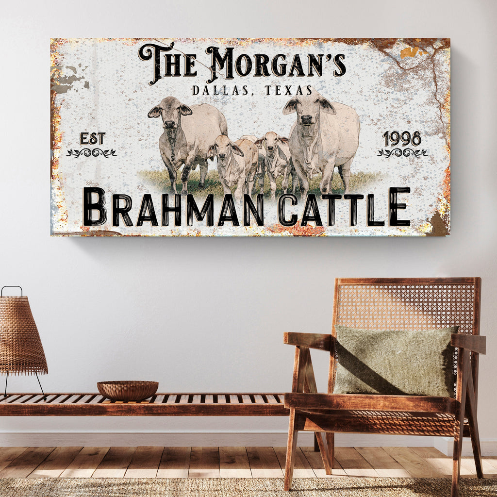 Personalized Brahman Cattle Sign II