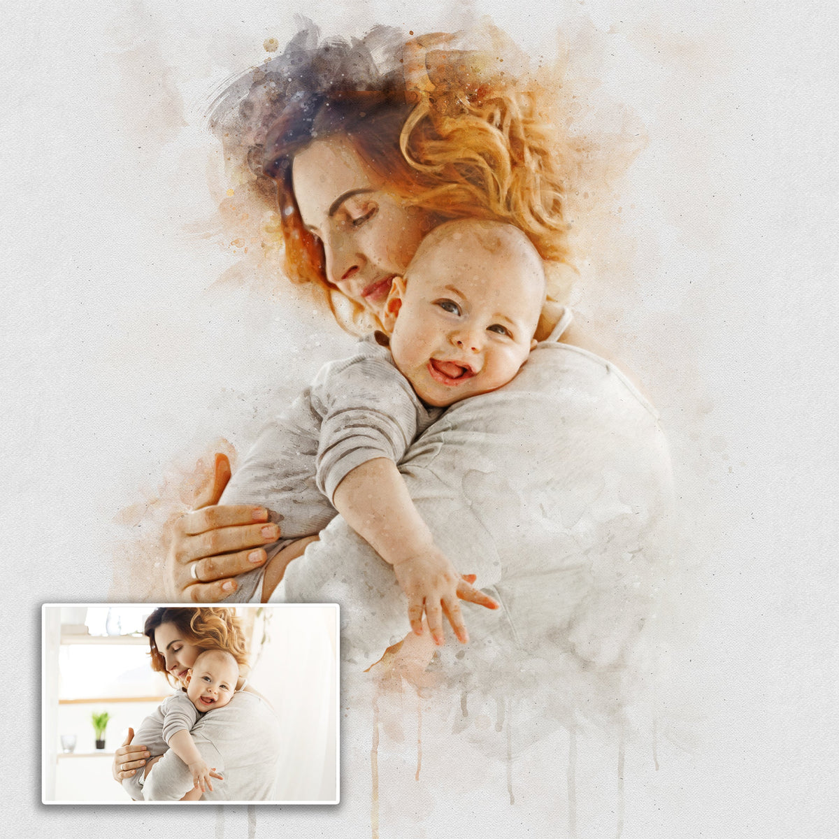 Gift For Mom Watercolor Portrait Custom Wall Art