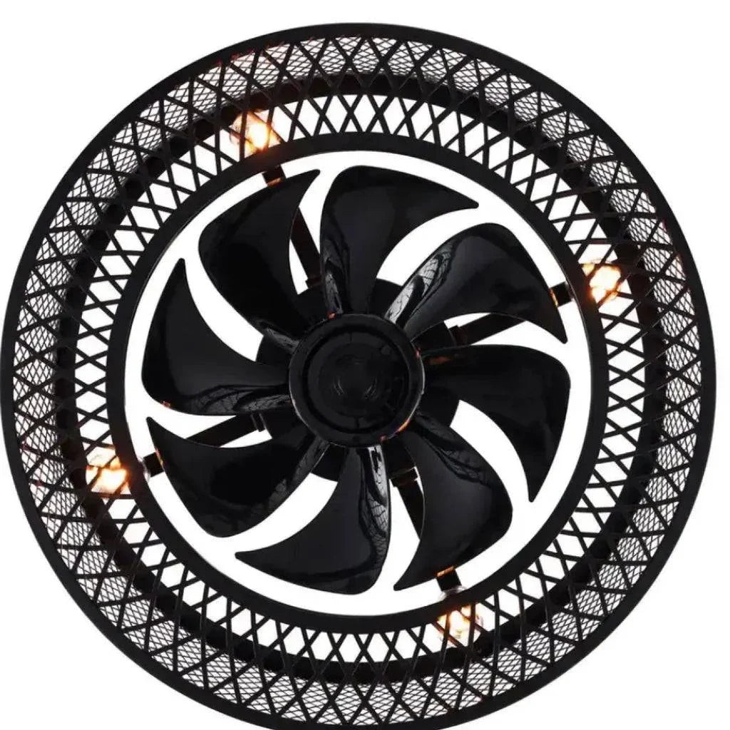 18 in. Indoor Black Industrial Caged Fandelier Ceiling Fan with Timer and Remote