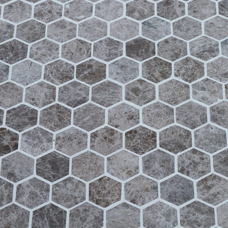Silver Emperador Marble Hexagon 2" Polished Mosaic Floor and Wall Tile - Livfloors Collection