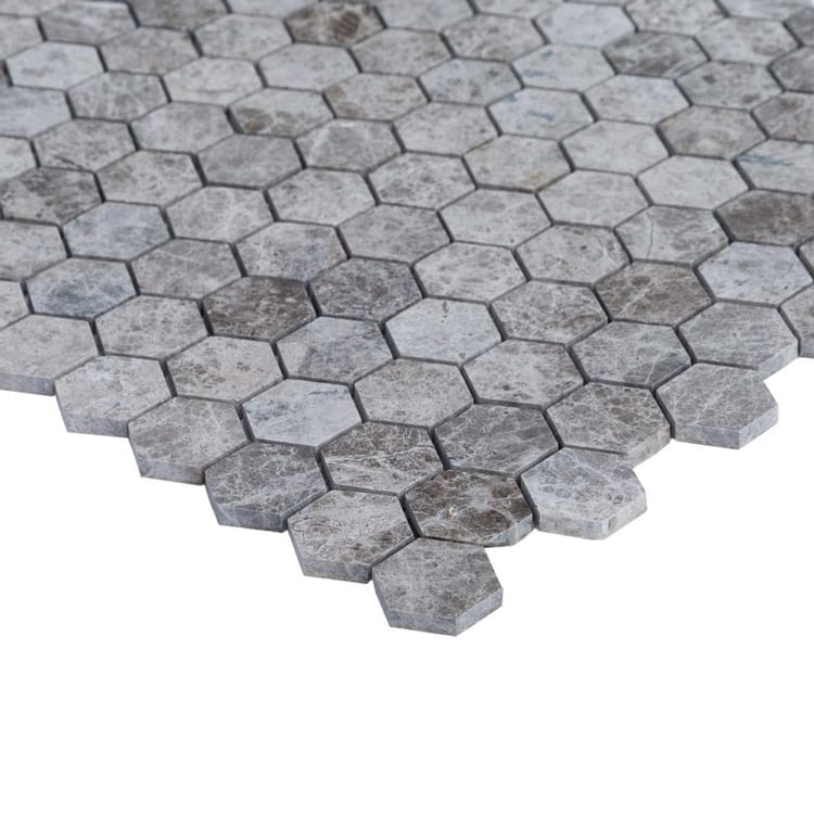 Silver Emperador Marble Hexagon 2" Polished Mosaic Floor and Wall Tile - Livfloors Collection