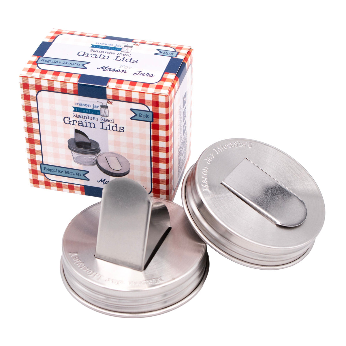 Grain Dispenser Stainless Steel Lids for Mason Jars 2 Pack