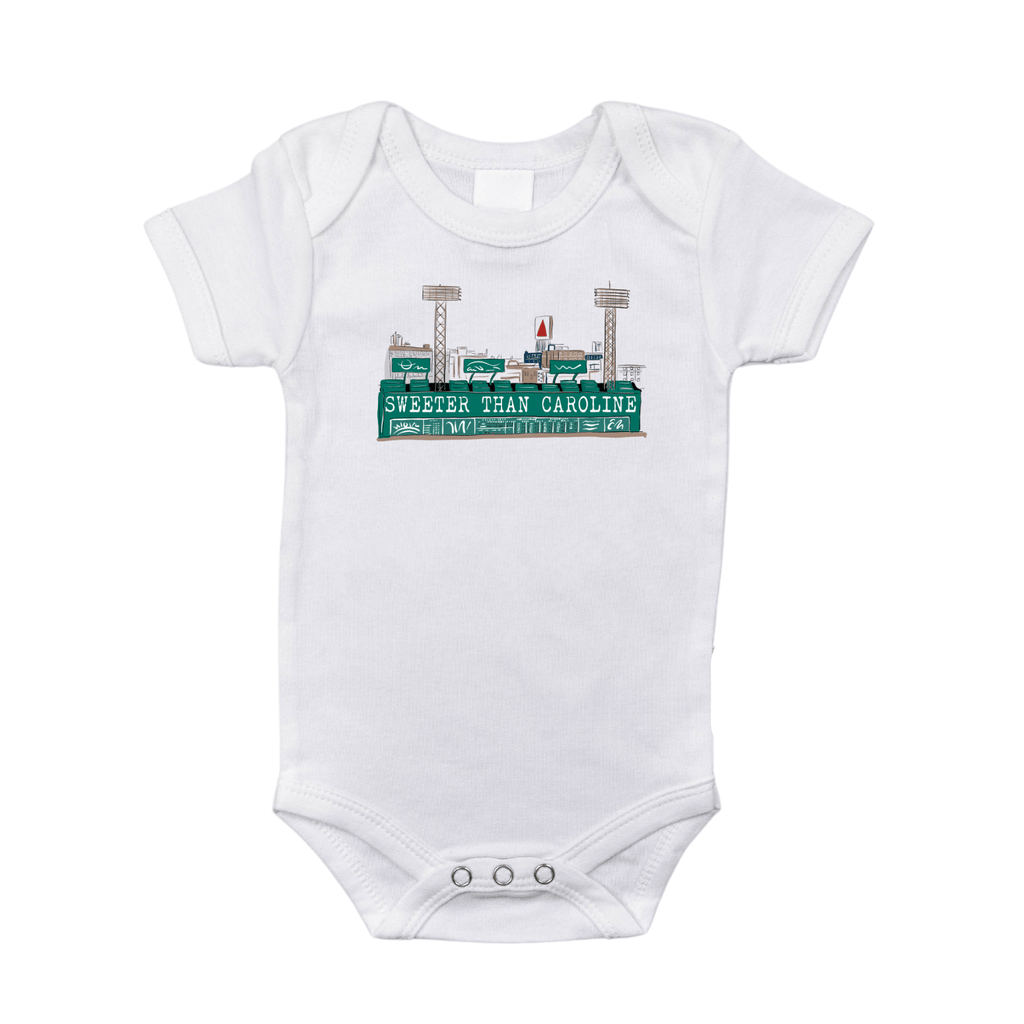 Massachusetts (Sweeter than Caroline) Newborn Gift Bundle: Swaddle, Bib & Onesie