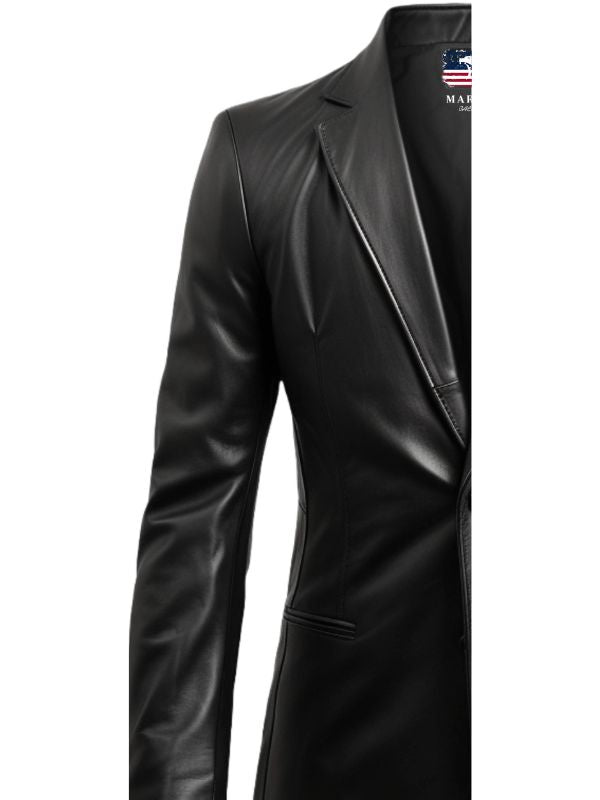 Men 2 Button Leather Coat