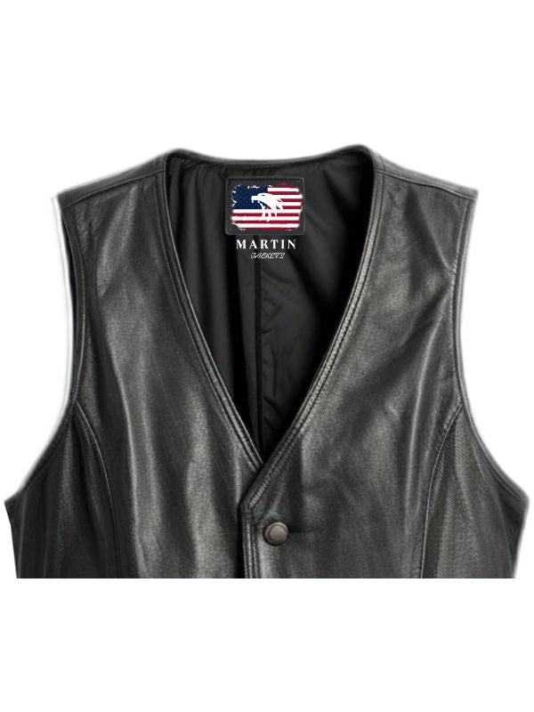 Men Stylish Black Leather Vest