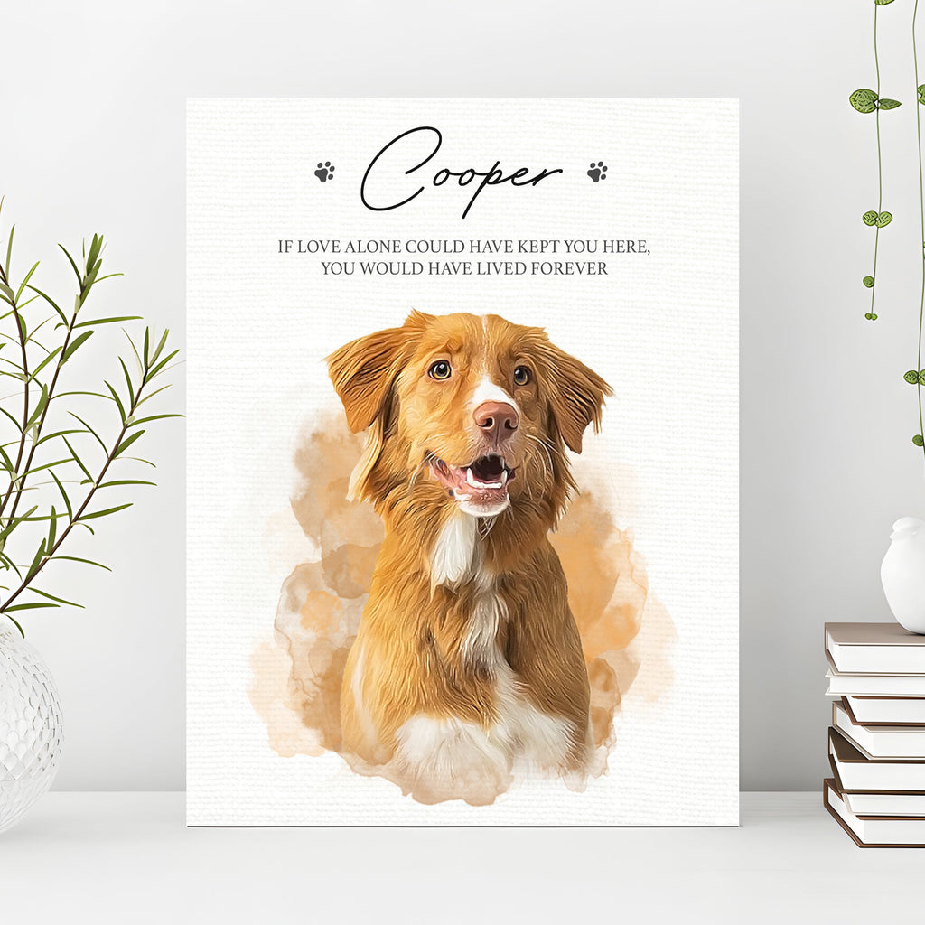 Pet Memorial Portrait Watercolor Sign If Love Alone