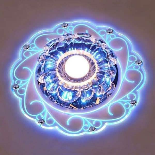 Modern Crystal LED Saving Bright Ceiling Blue Light Lamp Fixture Chandelier