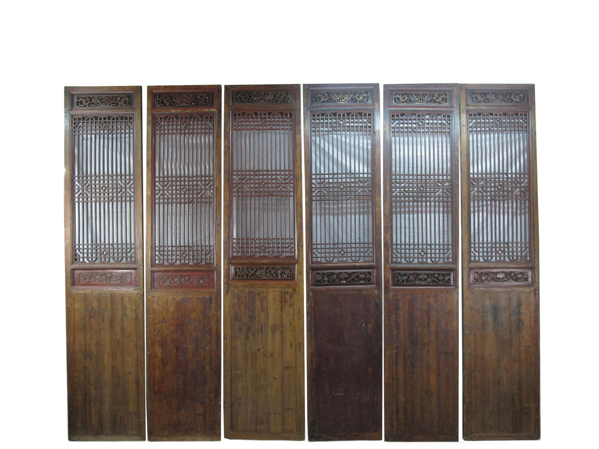 Monumental 11 Feet Tall  Antique Chinese Screen Panel Door – Set of 6