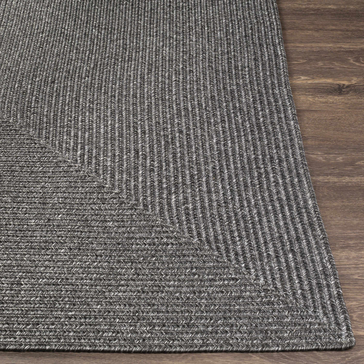 Black Braided Faux Jute Outdoor Rug