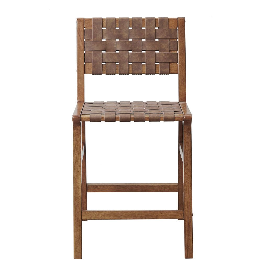 Nebuluxe Faux Leather Woven Counter Stool
