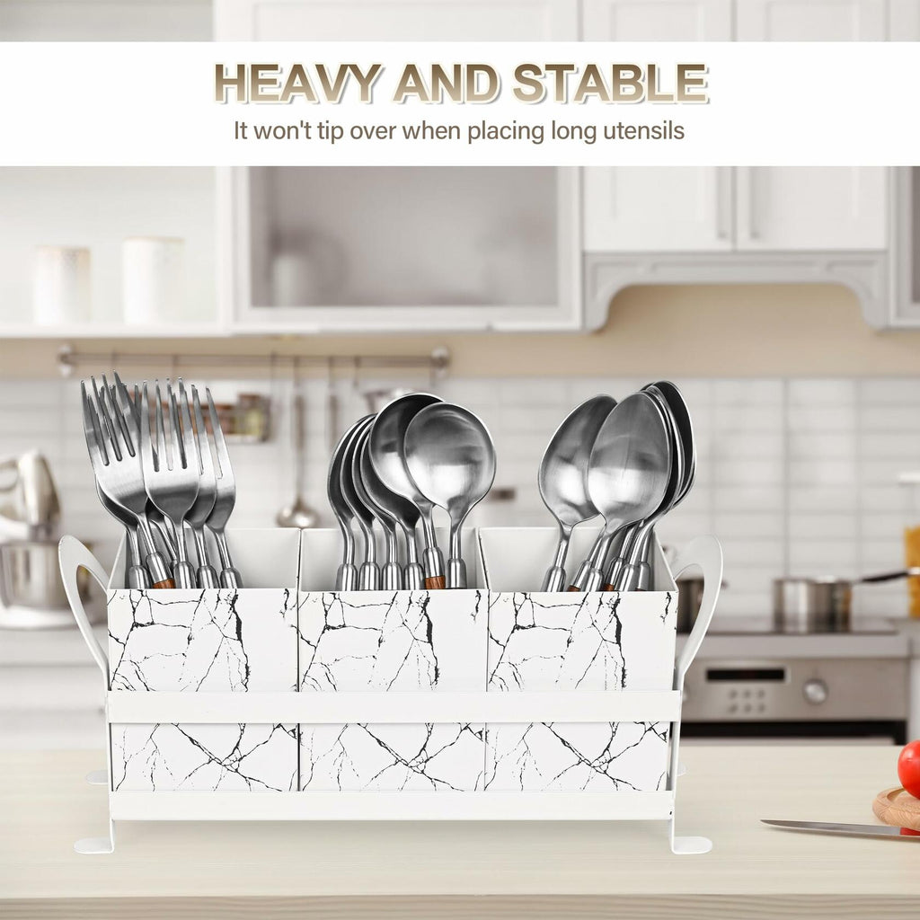 YUBAMIN Silverware Caddy Utensil Holder 3 Compartments Countertop
