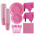 Suertestarry 102 Pcs Party Plates Napkins Set Rose Pink for 20 People
