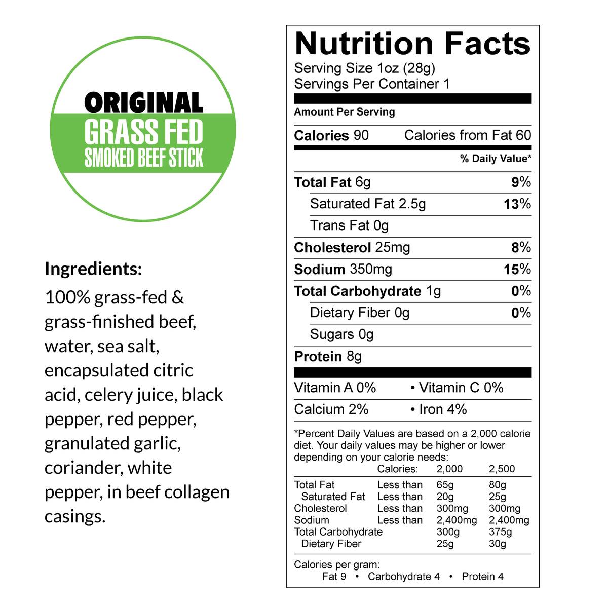 Variety - Original, Jalapeño, Smokey Sweet, 100% Grass-Fed Beef Sticks