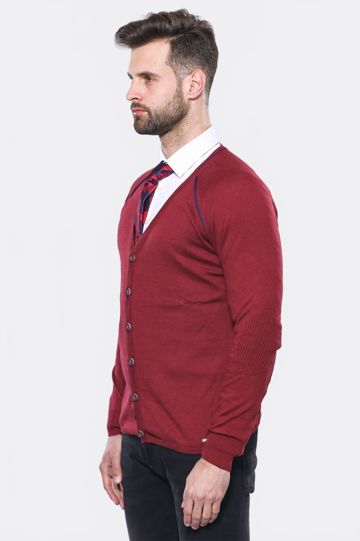 Burgundy Cotton Men's Knitwear - Wessi