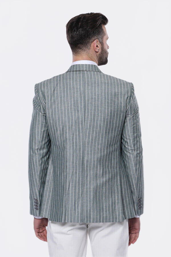 Striped Green Men Suit - Wessi